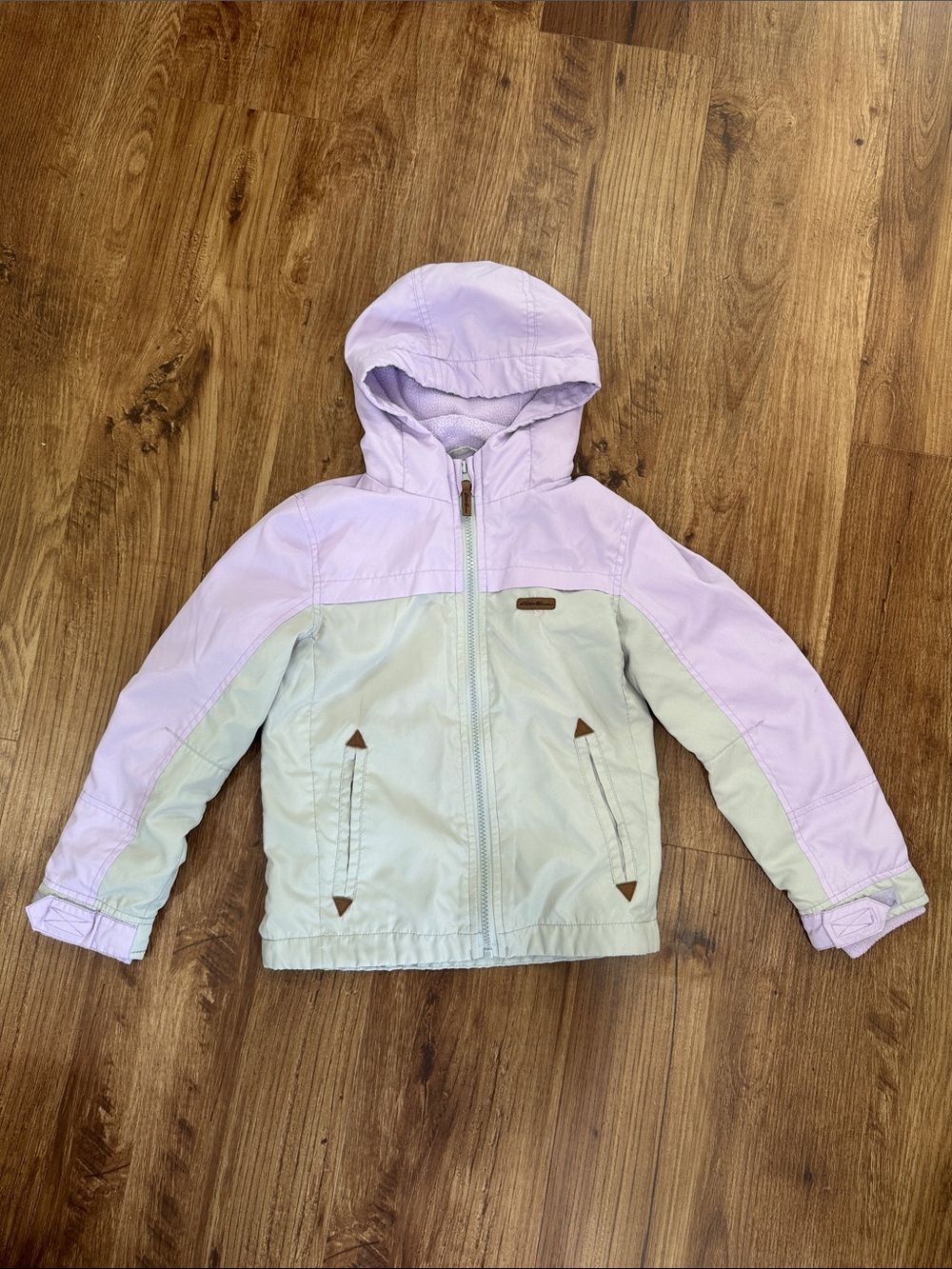 Eddie Bauer Kids Two-Tone Hooded Jacket in Lavender and Gray